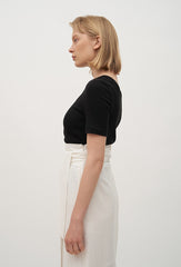 High-Waisted Wrap Linen Midi Skirt with Back Slit and Tie Waist for Elegant Styling