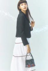 Tiered Linen Maxi Skirt with Contrast Piping and Flowing Silhouette for Effortless Style