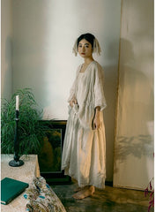 Beverly Linen Cotton Long Sleeve Maxi Dress