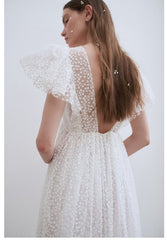 Elegant Full-Length Lace Dress With Delicate Floral Texture And Soft Sheer Overlay