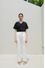 High-waisted wide-leg linen pants for women with drawstring waist – breathable summer essential