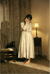 Marie Linen Cotton Long Sleeve Maxi Dress