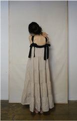 Angelina Linen Cotton Maxi Tiered Slip Dress