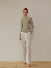 Cotton Long-Sleeve Fitted Shirt With Ribbed Texture