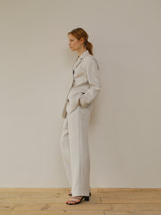 High-Waist Relaxed Fit Linen Trousers With Tailored Hem