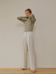 Cotton Long-Sleeve Fitted Shirt With Ribbed Texture