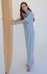Chic Tailored Linen Jumpsuit with Wide-Leg Fit and Waist Tie for Effortless Elegance