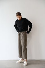 Wide-Leg Linen Pants with Elastic Waist and Drawstring | Breathable High-Rise Trousers