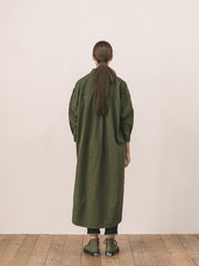 Women's Longline Linen Shirt Jacket with Button Front and Utility Pockets – Lightweight Layering Piece