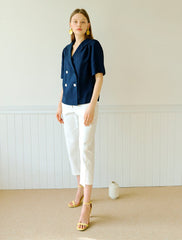 Women's Linen Cropped Pants with High Waist and Straight Leg – Lightweight Summer Trousers