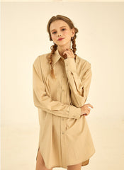 Oversized Cotton Poplin Shirt with Long Sleeves and Button-Down Front for Modern Minimalist Style