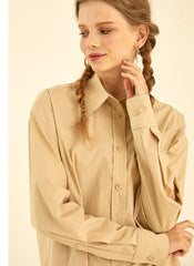 Oversized Cotton Poplin Shirt with Long Sleeves and Button-Down Front for Modern Minimalist Style