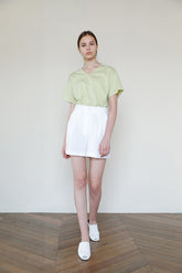 Elegant V-Neck Short Sleeve Women's Blouse in Premium Lightweight Linen Fabric for Summer Wear