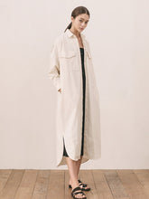 Women's Longline Linen Shirt Jacket with Utility Pockets and Button Closure – Lightweight Outerwear