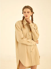 Oversized Cotton Poplin Shirt with Long Sleeves and Button-Down Front for Modern Minimalist Style