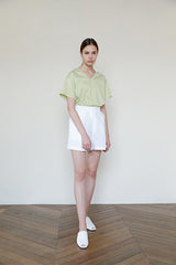 Elegant V-Neck Short Sleeve Women's Blouse in Premium Lightweight Linen Fabric for Summer Wear