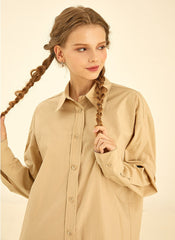 Oversized Cotton Poplin Shirt with Long Sleeves and Button-Down Front for Modern Minimalist Style