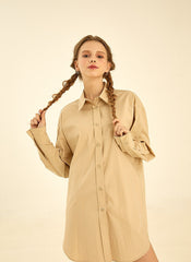 Oversized Cotton Poplin Shirt with Long Sleeves and Button-Down Front for Modern Minimalist Style