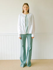 Women's Linen Flared Trousers with High Waist and Seam Detailing – Lightweight Tailored Pants