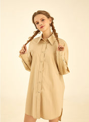 Oversized Cotton Poplin Shirt with Long Sleeves and Button-Down Front for Modern Minimalist Style