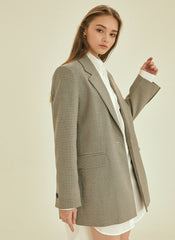 Tailored Oversized Linen Blazer with Notched Lapel and Single-Button Closure for Modern Chic