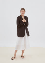 Flowy Linen Midi Dress with Adjustable Spaghetti Straps and Relaxed A-Line Silhouette