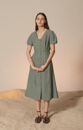Chic Short Sleeve Linen Jumpsuit with Wide-Leg Cropped Pants and Tailored Waist Detail