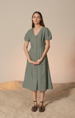 Chic Short Sleeve Linen Jumpsuit with Wide-Leg Cropped Pants and Tailored Waist Detail