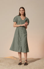 Chic Short Sleeve Linen Jumpsuit with Wide-Leg Cropped Pants and Tailored Waist Detail