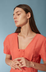 Short Sleeve Linen Jumpsuit with Wide-Leg Fit and Tailored Waist for Effortless Style