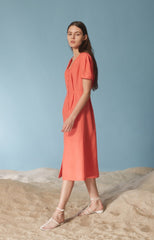 Short Sleeve Linen Jumpsuit with Wide-Leg Fit and Tailored Waist for Effortless Style