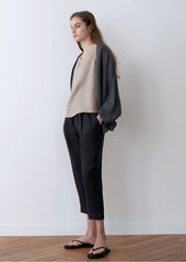 Women's Cropped Linen Pants – Relaxed High-Waist Trousers with Tapered Leg and Lightweight Feel