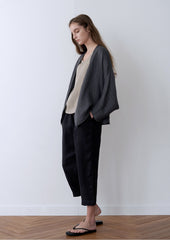 Women's Cropped Linen Pants – Relaxed High-Waist Trousers with Tapered Leg and Lightweight Feel