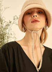 Elegant V-Neck Cotton Poplin Dress with Long Sleeves and Flared Midi Skirt for Women