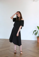 Asymmetric Midi Linen Skirt With Wrap Detail And Flowy Silhouette