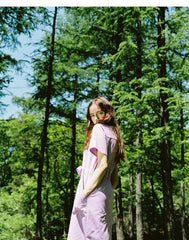 Collared Shirt-Style Linen Dress with Waist Tie and Side Slit Hem