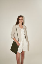 Cropped Linen Blazer for Women with Lightweight Feel and Minimalist Zip-Up Design