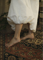 Falda larga globo de lino y algodón Teresa