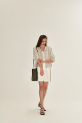 Cropped Linen Blazer for Women with Lightweight Feel and Minimalist Zip-Up Design