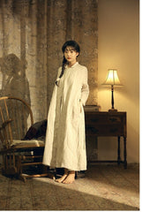 Marie Linen Cotton Long Sleeve Maxi Dress