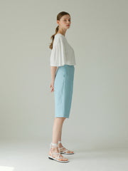 Tailored Linen Shorts with Front Pleats and High-Waisted Silhouette