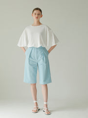 Tailored Linen Shorts with Front Pleats and High-Waisted Silhouette