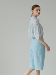 Relaxed Fit Linen Shirt With Wide Sleeves And Button-Up Collar