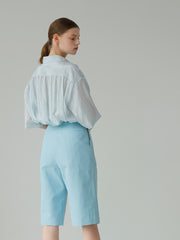 Relaxed Fit Linen Shirt With Wide Sleeves And Button-Up Collar