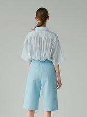 Relaxed Fit Linen Shirt With Wide Sleeves And Button-Up Collar