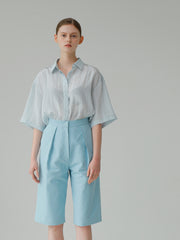 Relaxed Fit Linen Shirt With Wide Sleeves And Button-Up Collar