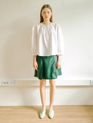 Women's A-Line Faux Leather Mini Skirt with Panel Detailing – High-Waist Structured Fit