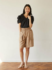 Oversized Linen Blazer with Structured Shoulders and Double Button Closure