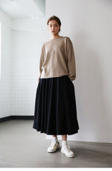 Elegant A-Line Mid-Length Skirt in Lightweight Linen Fabric for Everyday Chic Style
