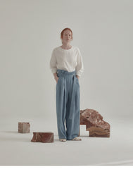 High-Waisted Linen Pants With Wide-Leg Silhouette And Belted Waistband For Effortless Style